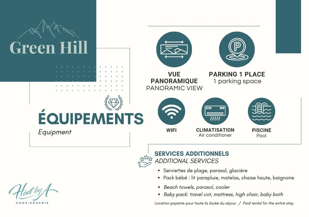 Hill A Terrasse 130m2, Vue Panoramique, Piscine, Parking Prive, Climatisation, Wifi Apartment Nice