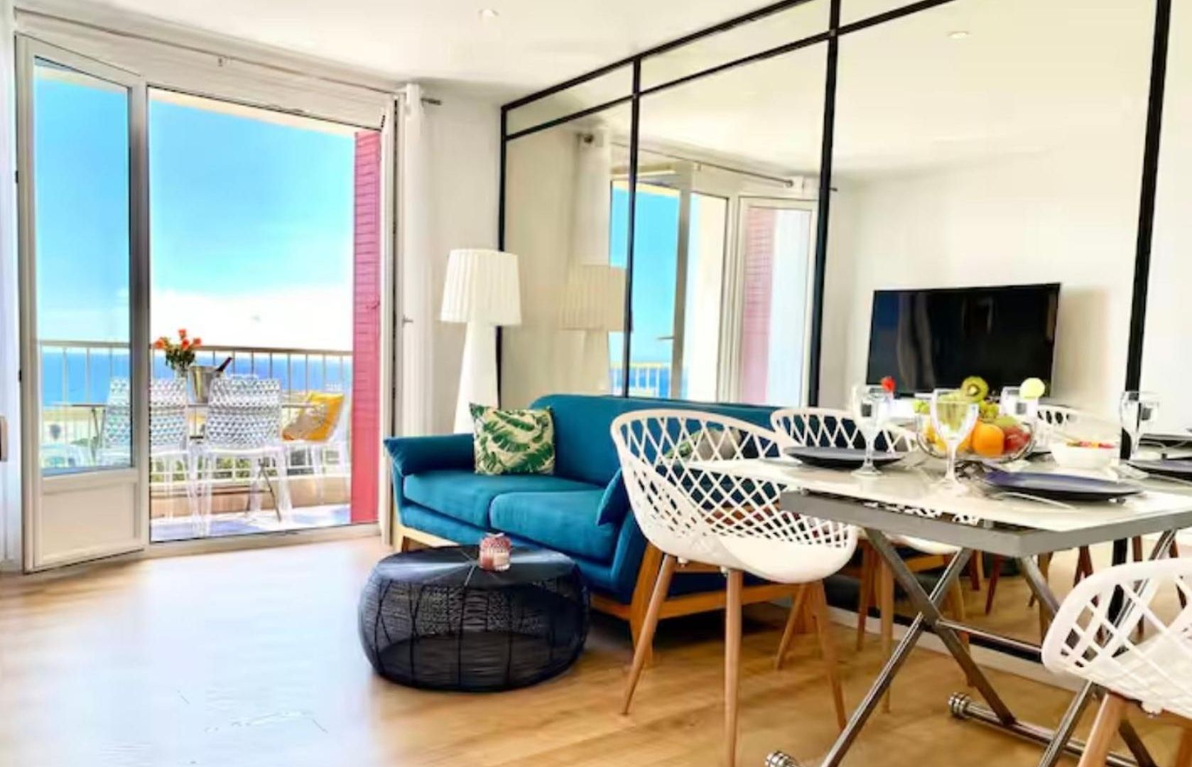 Panoramic Sea View - Terrace - Air Conditioning - 2 Bedrooms - Wifi - Kitchen - Tram Appartement Nice