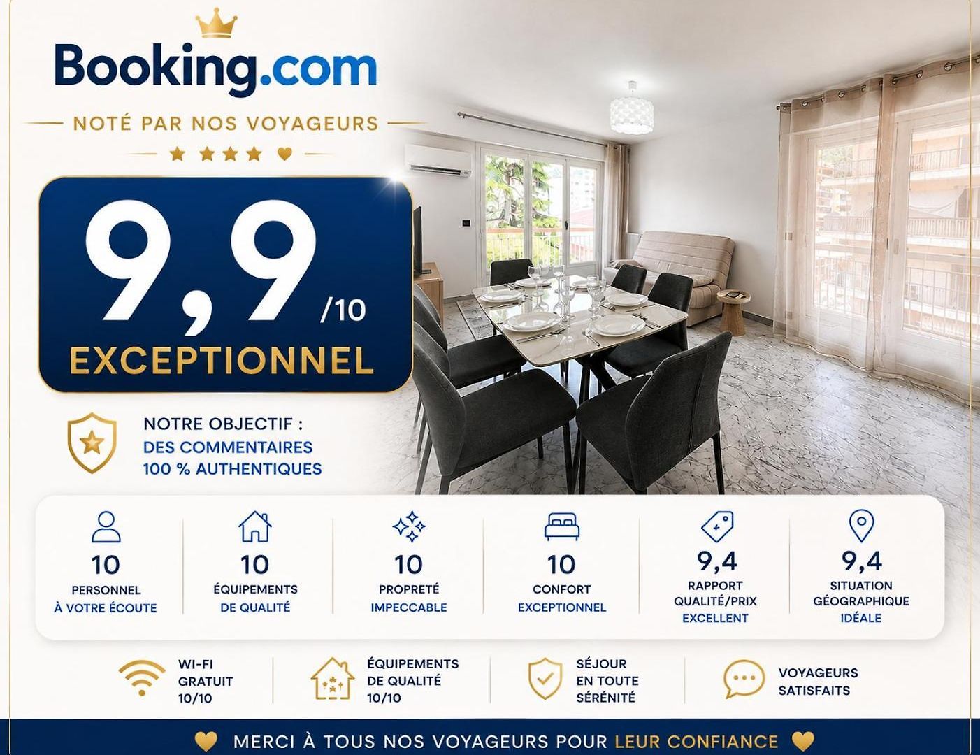 Familial T3 Terrasse, Clim & Parking Gratuit Nice