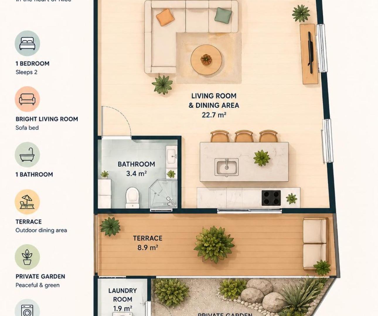 Port De - 2 Pieces Avec Jardin - 4 Personnes Apartment
