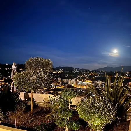 Hill A Terrasse 130m2, Vue Panoramique, Piscine, Parking Prive, Climatisation, Wifi Nice