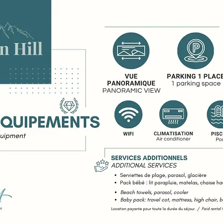 Hill A Terrasse 130m2, Vue Panoramique, Piscine, Parking Prive, Climatisation, Wifi Apartment Nice