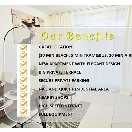 Center Nice, 10min Beach, Parking, Terrace, Direct Tram Apartment Nice
