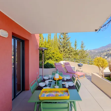 Hill A Terrasse 130m2, Vue Panoramique, Piscine, Parking Prive, Climatisation, Wifi Nice